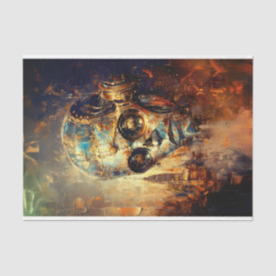 Messing Steampunk Robot Hoofd, Goud DG3G Découpage Tissuepapier