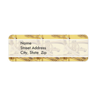 Messing trompet patroon etiket