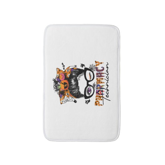 Messy Bun Apotheek Technicus Halloween Party Badmat (Voorkant Verticaal)