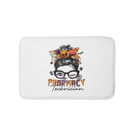 Messy Bun Apotheek Technicus Halloween Party Badmat (Voorkant)