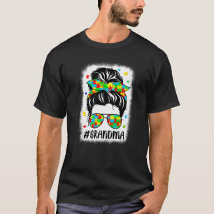 Messy Bun Bandana Grandma Supportive Women Autisme T-shirt