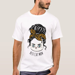 Messy Bun CAT MOM T-shirt