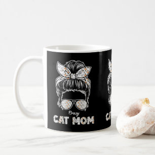 Messy Bun & Cat Print Bandana Katten Eigenaren Kat Koffiemok