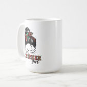 Messy Bun December Meisje Leopard Plaid Typografie Koffiemok (Voorkant links)