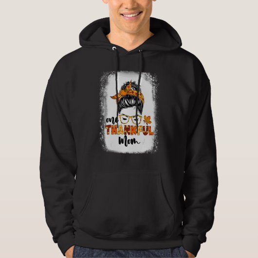 Messy Bun Fall Autumn Thanksgiving One Thankful Mo Hoodie (Voorkant)