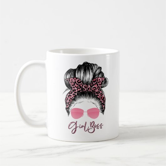 Messy Bun Fille Boss Coffee Mug personnalisé (Gauche)