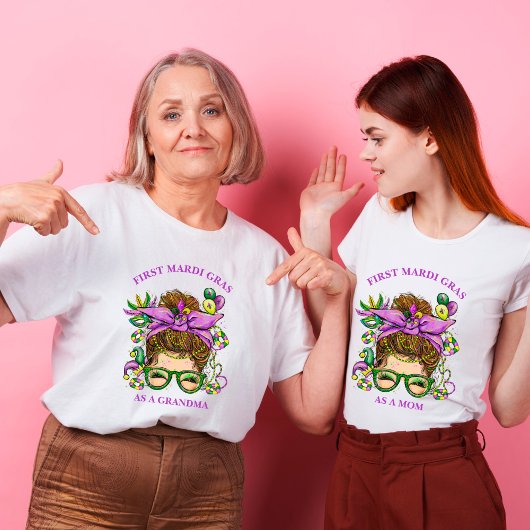 Messy Bun First Mardi Gras als oma T-shirt