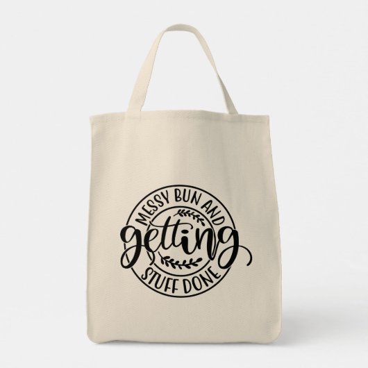 Messy Bun Getting Stuff Done Simpel Plezier Schatt Tote Bag (Achterkant)