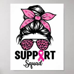 Messy Bun Gles Pink Support Squad Borstkanker Aw Poster