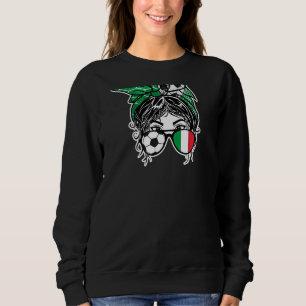 Messy Bun Hair Italy Soccer Girl Italië Jersey Sp Trui