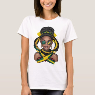 Messy Bun Jamaicaanse Jamaica Vlag Vrouwen T-shirt