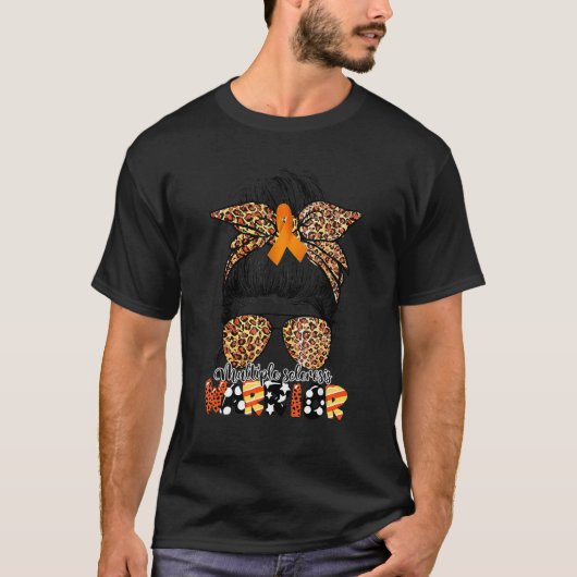Messy Bun Leopard Multiple Sclerosis Bewustmam T-shirt (Voorkant)