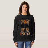 Messy Bun Leopard Multiple Sclerosis Bewustmam Trui (Voorkant volledig)