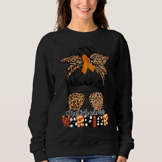Messy Bun Leopard Multiple Sclerosis Bewustmam Trui (Voorkant)