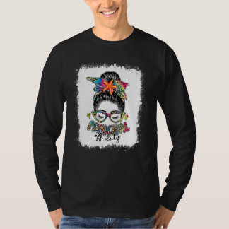 Messy Bun Leopard Tie Dye Principal of Duty Summe T-shirt