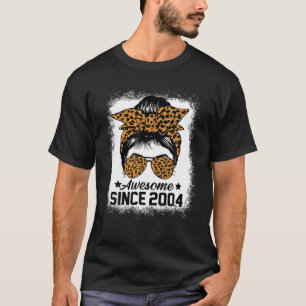 Messy Bun Leoprad Geweldige sinds 2004 18 jaar oud T-shirt