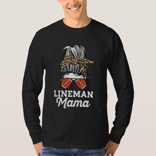 Messy Bun Lineman Ma Leopard Pattern Offeni T-shirt (Voorkant)