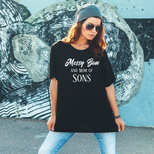 Messy Bun Mam Van Zonen Grappig Zwart T-shirt