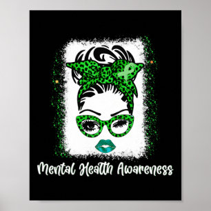 Messy Bun Mental Health Awareness Ribbon May Poster