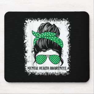 Messy Bun Mental Health's Awareness Green Ribbon _ Muismat