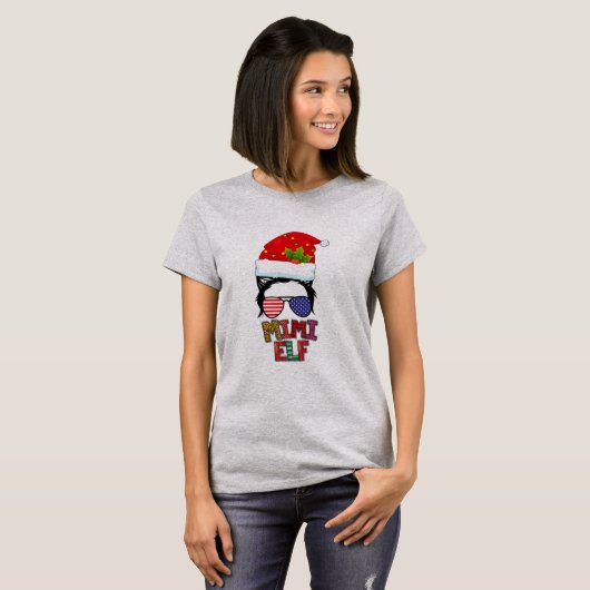 Messy Bun Mimi Elf Matching Family Group T-shirt (Voorkant volledig)