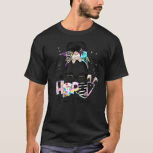 Messy Bun One Hoppy School Nurse Bunny Nurse Cute T-shirt