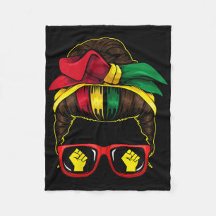 Messy Bun Power Fist Juneteenth Melanin Afrikaanse Fleece Deken