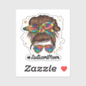 Messy Bun Proud Autism Mam Sticker (Vel)