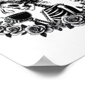 Messy Bun Skeleton Drink Koffie  Hallowe Poster (Hoek)