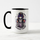 Messy Bun Skeleton "MUMMY VIBES" Koffie Mok (Links)