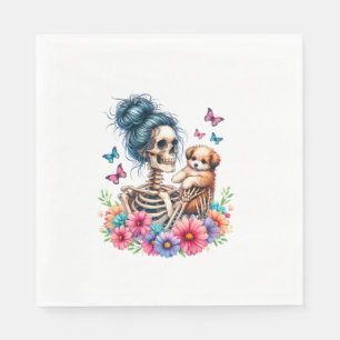 Messy Bun Skeleton Schattige Puppy Hondenliefhebbe Servet