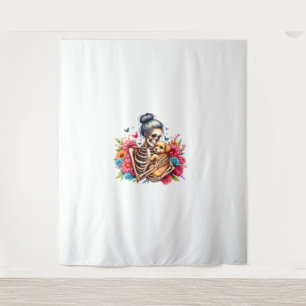 Messy Bun Skeleton Schattige Puppy Hondenliefhebbe Wandkleed