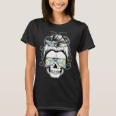 Messy Bun Skull Shirt Women's Daisy Halloween Shir (Voorkant)