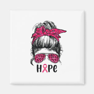 Messy Bun Support Squad Roze Hoop Borstkanker Aw Magneet