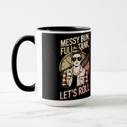 "Messy Bun" Vrouw Trucker Mok (Links)