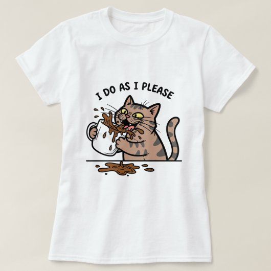 Messy cat drinking coffeeT-Shirt T-shirt (Design voorkant)