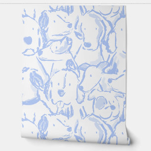 Messy Dog Sketches - Dierenschets - Kustblauw Behang