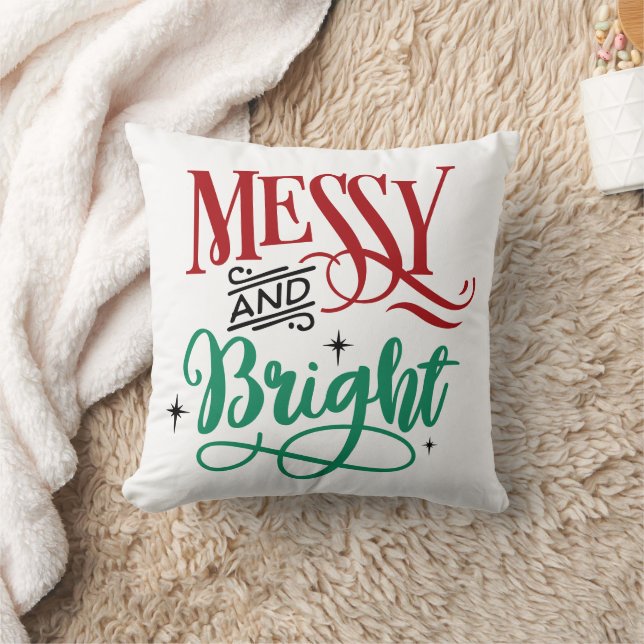 Messy en Bright | Funny Festive-kerstmis Kussen (Deken)