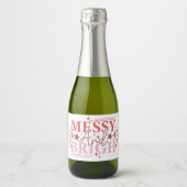 Messy en Helder Kerstcadeau Sparkling Wijnetiket (Voorkant)