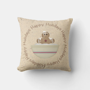 Messy Gingerbread Homme Coussin