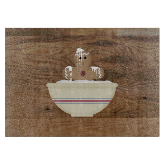 Messy Gingerbrood Man Glass Cutting Board Snijplank (Voorkant)
