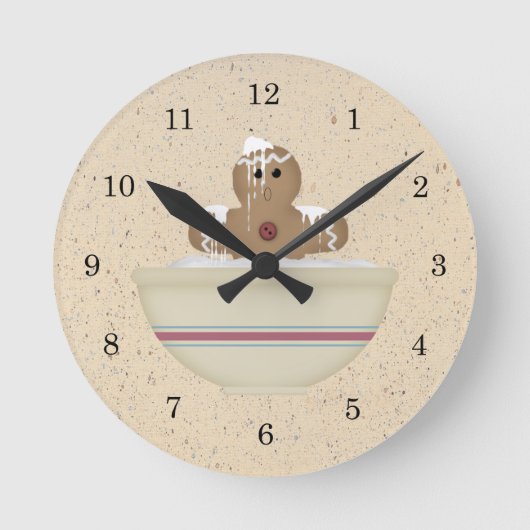 Messy Gingerbrood Man Wall Clock Ronde Klok (Voorkant)