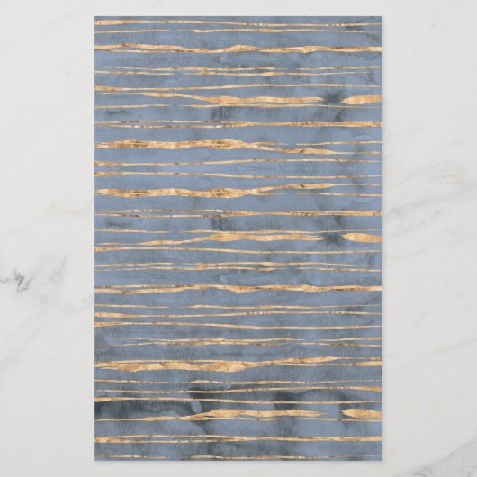 Messy Gold Line | Blauwe periwinkle | Beroepsbeoef Briefpapier (Achterkant)