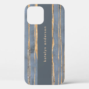 Messy Gold Line Blauwe periwinkle Beroepsbeoef iPhone 12 Hoesje