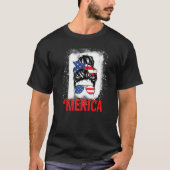 Messy Hair Bun 'merica Sunbril 4 juli T-shirt (Voorkant)