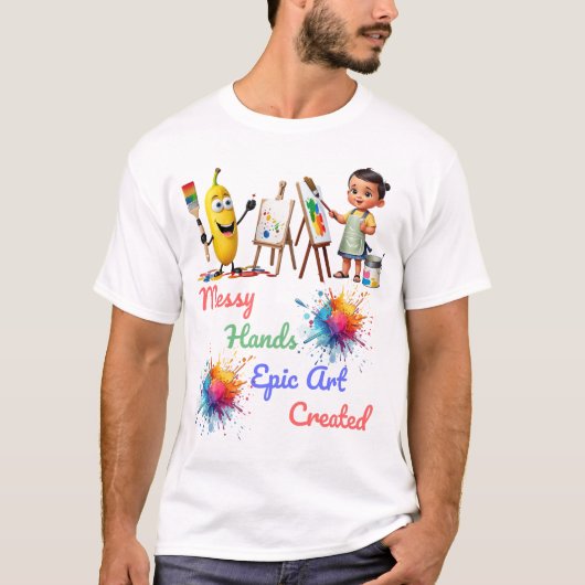 Messy Hands Epic Art viert Wereldkunstdag T-shirt (Voorkant)