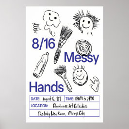 Messy Hands Poster Print Playful Brushstrokes