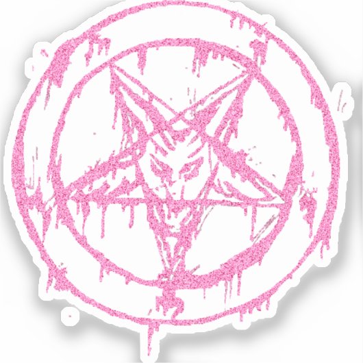 Messy Roze Baphomet Transparante Decals Sticker (Voorkant)
