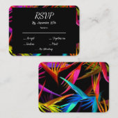 Messy Tropical Garden Black RSVP Informatiekaartje (Voorkant / Achterkant)