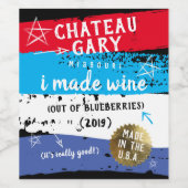 Messy verf patriottische zelfgemaakte wijn geperso wijn etiket (Enkel label)